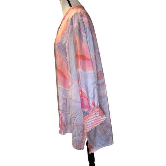 Johnny Was Silk Top Pink Multi Boho Tunic - Picture 7 of 13